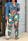 Goosudu Camouflage Patchwork On-trend Micro Flared Pants