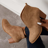 Goosudu Retro Western V Cut Ankle Boots