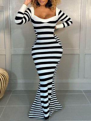 Goosudu Stripe Mermaid Dress