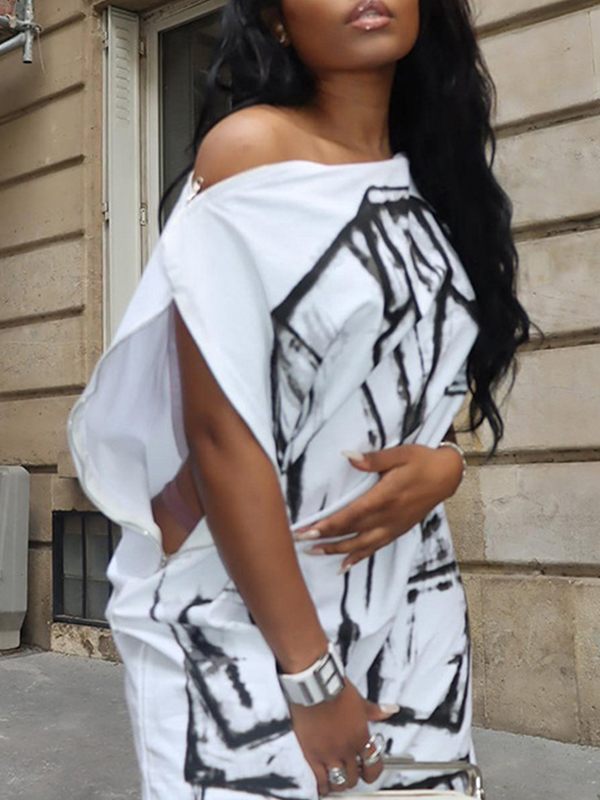 Goosudu Printed Boat-Neck Zip Dress