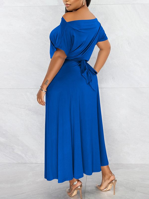 Goosudu Boat-Neck Tied Slit Dress