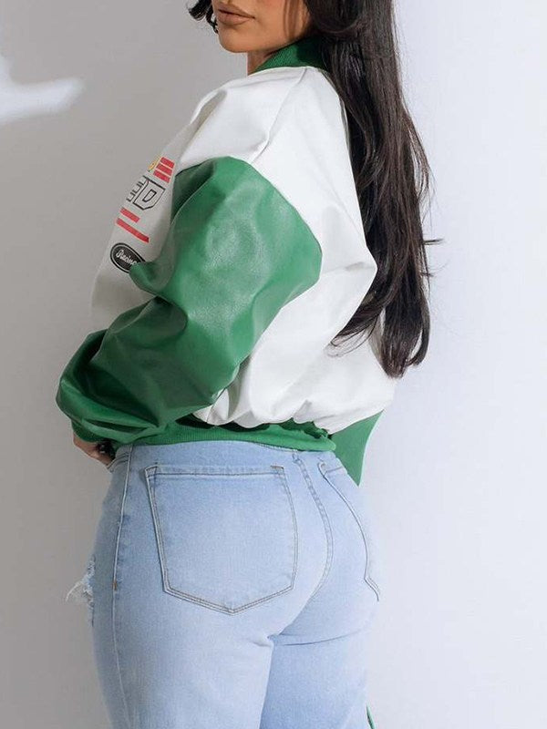 Goosudu Faux-Leather Bomber Jacket