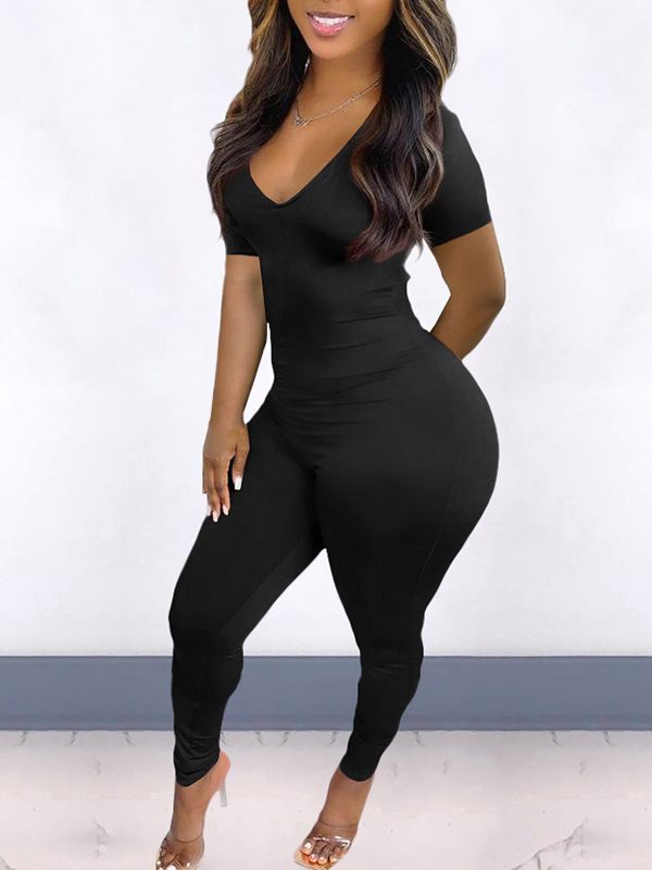 Goosudu V-Neck Drawstring Jumpsuit