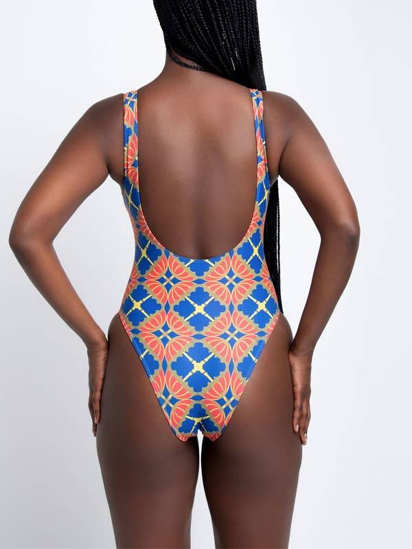 Goosudu Printed One-Piece Swimsuit with Cover