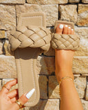 Goosudu Solid Color Braided Urban Flat Slippers