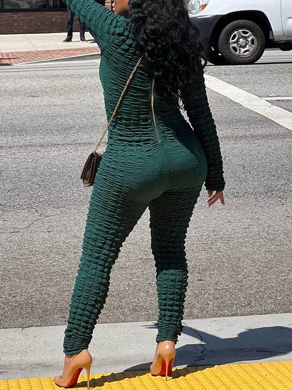 Goosudu Solid Textured Jumpsuit