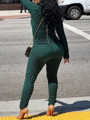 Goosudu Solid Textured Jumpsuit