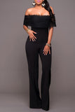 Goosudu Elegant Off Shoulder Lace Wide Leg Jumpsuit