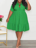 Goosudu Plus Size Ruffle Shirt Dress
