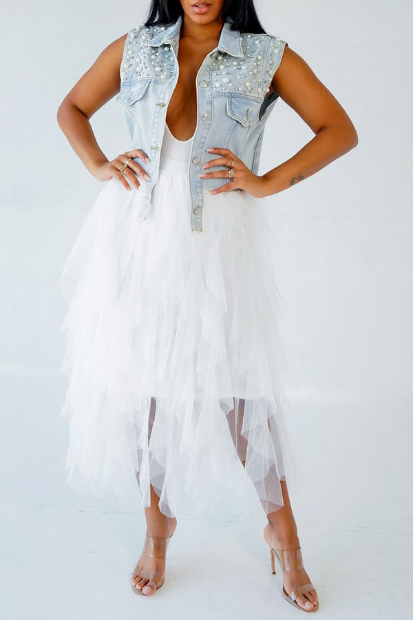 Goosudu Faux Pearl Rocking Single Breasted Coat