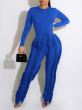 Goosudu Solid Bodysuit & Fringe Pants Set
