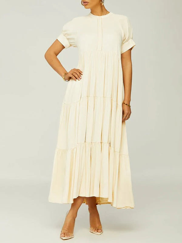 Goosudu Solid Ruffle Dress