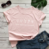 goosudu Grow Positive Thoughts T-shirt Vintage Women Floral Print Tshirt Summer Inspired Slogan Graphic Boho Tee Top Mental Health Shirt