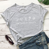 goosudu Grow Positive Thoughts T-shirt Vintage Women Floral Print Tshirt Summer Inspired Slogan Graphic Boho Tee Top Mental Health Shirt
