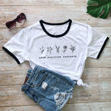 goosudu Grow Positive Thoughts T-shirt Vintage Women Floral Print Tshirt Summer Inspired Slogan Graphic Boho Tee Top Mental Health Shirt