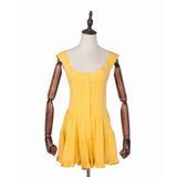 goosudu  vintage ladies dresses beach ruffle yellow casual mini sexy dress vestidos bohemian elegant Summer dress