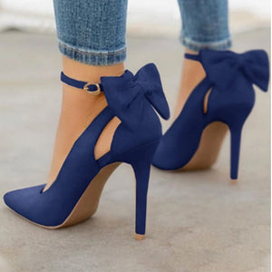 goosudu Women Pointed Toe High Heels Woman Thin Heels Ladies Sexy Pumps Ladies Buckle Strap Female Fashion Bowknot Shoes Plus Size 34-43