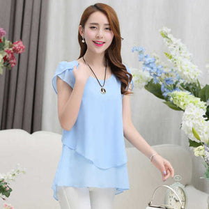 Fashion Brand Women's blouse Summer sleeveless Chiffon shirt Solid O-neck Casual blouse Plus Size 5XL Loose Tops 6 colors