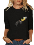 goosudu Fashion Cool Glasses Cat 3D Print T-shirt Women Casual O-Neck Long Sleeve Tops  Spring Autumn Streetwear Lady Plus Size Tees