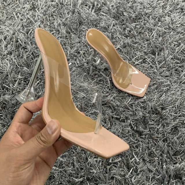 goosudu New Summer Pumps Fashion Sandals Crystal Strange Style High Heels Square toe Femal Women Flip-flop Slipper Shoes Woman