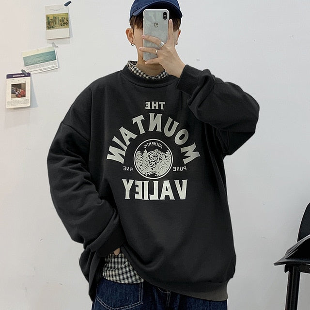 goosudu Spring Men Casual Sweatshirts Harajuku 1997 Printed Men Oversized Hoodies  Korean Man Casual Loose Pullovers