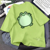 Skateboard Frog Dinosaur Cute Graphic Tee Women Tshirt Green Aesthetic Oversized T Shirt Harajuku Casual Summer Tops