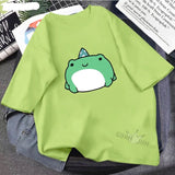 Skateboard Frog Dinosaur Cute Graphic Tee Women Tshirt Green Aesthetic Oversized T Shirt Harajuku Casual Summer Tops