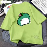 Skateboard Frog Dinosaur Cute Graphic Tee Women Tshirt Green Aesthetic Oversized T Shirt Harajuku Casual Summer Tops