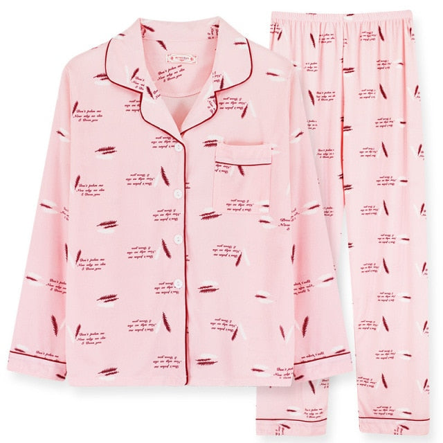Goosudu Women's Pajamas Set Soft Pyjamas Plus Size Women's Clothes Homewear Spring Sleepwear 2 Piece Set Sleeping Shirt Home Wear