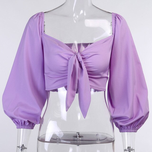 Spring Summer Crop Top Women Tees Tops Sexy Club Slash Neck T-Shirts Streetwear Solid Button Long Sleeve Slim T Shirt Women