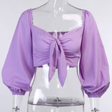 Spring Summer Crop Top Women Tees Tops Sexy Club Slash Neck T-Shirts Streetwear Solid Button Long Sleeve Slim T Shirt Women