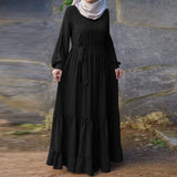 Kaftan Vestido ZANZEA Muslim Abaya Turkey Hijab Dress Spring Long Sleeve  Lace Up Ruffles Sundress Fashion Vintage Solid Dresses