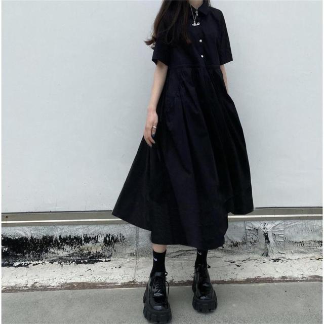Street Japanese Lolita Dress Womens Dresses Spring Autumn Women Long Midi Dress Kawaii Dress Vintage Black Chic Dress Xxl