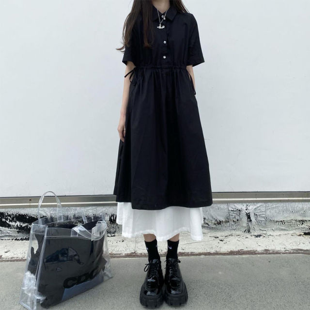 Street Japanese Lolita Dress Womens Dresses Spring Autumn Women Long Midi Dress Kawaii Dress Vintage Black Chic Dress Xxl