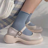 goosudu Retro Mary Janes Leather Pumps Med Heel Square Toe Buckle Sandals Summer Autumn Fashion Women Shoes Heels 4 cm