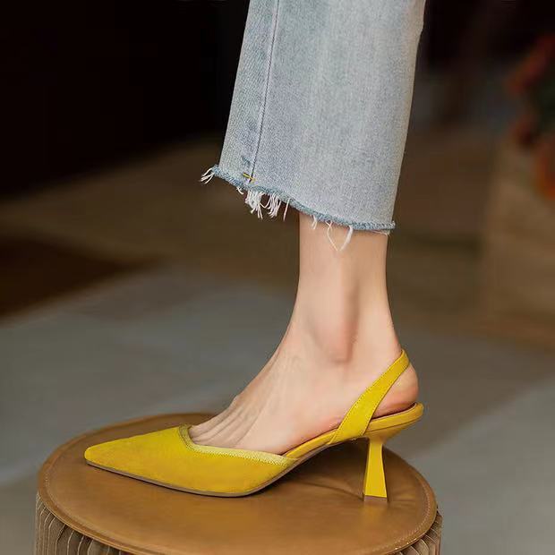 goosudu Women High Heels Brand Pumps Shoes Pointed Toe Slingback Summer Sexy Zapatos De Mujer Plataforma Sandales Sapatos Feminino