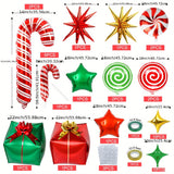 46pcs Mylar Merry Christmas Balloons, Candy Foil Garland Arch Kit, Cane Swirl Birthday Decorations for Winter New Year Holiday Party