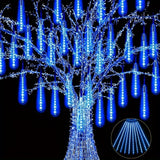 Christmas Lights Outdoor Icicle Lights Snowfall Meteor Shower Rain Light Christmas LED Decoration Falling Drop String Light 8 Tubes 288 LEDs