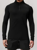 EliteFit Men's Long Sleeve Compression Shirt - Moisture-Wicking, Four-Way Stretch, Zippered Neckline, Athletic Gym Top for Enhanced Performance and Comfort - Ideal for Fitness Enthusiasts and Athletes