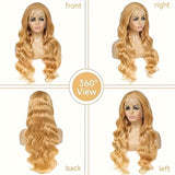 Honey Blonde Lace Front Wig Human Hair 27# Colored Human Hair Lace Front Wigs 13x6 Body Wave Glueless Lace Front Wigs Human Hair 180% Density 22 26 28 30 32Inch