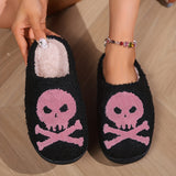 Cozy Halloween Cartoon Slippers - Warm, Plush Open-Toe Home Shoes with Strappy Back Support