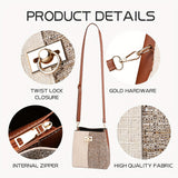 Stylish PU Leather Crossbody Bucket Bag - Adjustable Shoulder Strap, Multiple Pockets, Geometric Pattern, Polyester Lining, Buckle Closure, Edge Painted - Perfect for Womens Occasional Use