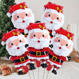 5pcs Santa Claus Foil Balloons with Golden Belt - Perfect for Christmas & New Year Celebrations, Self-Sealing Aluminum Film Party Decor