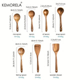 4pcs/7pcs Thailand Teak Natural Wood Tableware Spoon Ladle Turner Long Rice Colander Soup Skimmer Cooking Spoons Scoop Kitchen Tool Set