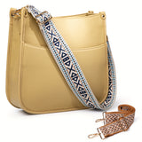 Viva Chic Vegan Leather Crossbody Bag for Women - 2 Adjustable Guitar Straps, Zipper Closure, Polyester Lining, Solid Color Pattern, Casual Style, Faux Leather Material