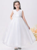 Glittering Princess Dress - Sparkling Beaded Waist Sleeveless Tulle Gown for Girls - Perfect Formal Wear, Weddings, Pageants & Piano Performances