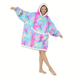 1pc Cozy Wearable Sherpa Blanket Hoodie with Sleeves - Wearable Blankets with Oversized Hood, Fluffy Comfy Flannel, and Snuggle Design - Perfect Gift for Birthdays, Christmas, Valentine's Day, and Other Festivals and Anniversaries