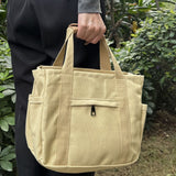 Large Canvas Tote Bag with Multiple Pockets for Women & Men, Cute Crossbody Shoulder Bag Casual Hobo Messenger Purse Handbag