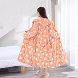 1pc Floral Luxury Bathrobe - Ultra-Absorbent Coral Velvet, Soft Skin-Friendly Loungewear, Cute Long Pajamas with Eye-Catching Print, Stylish Long-Sleeve for Womens Year-Round Comfort