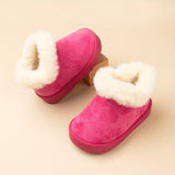 Eduba Girls' Winter Snow Boots - Cozy Fleece-Lined, Slip-On Suede Look, Warm & Comfy For Outdoor Play, Sizes 6-12